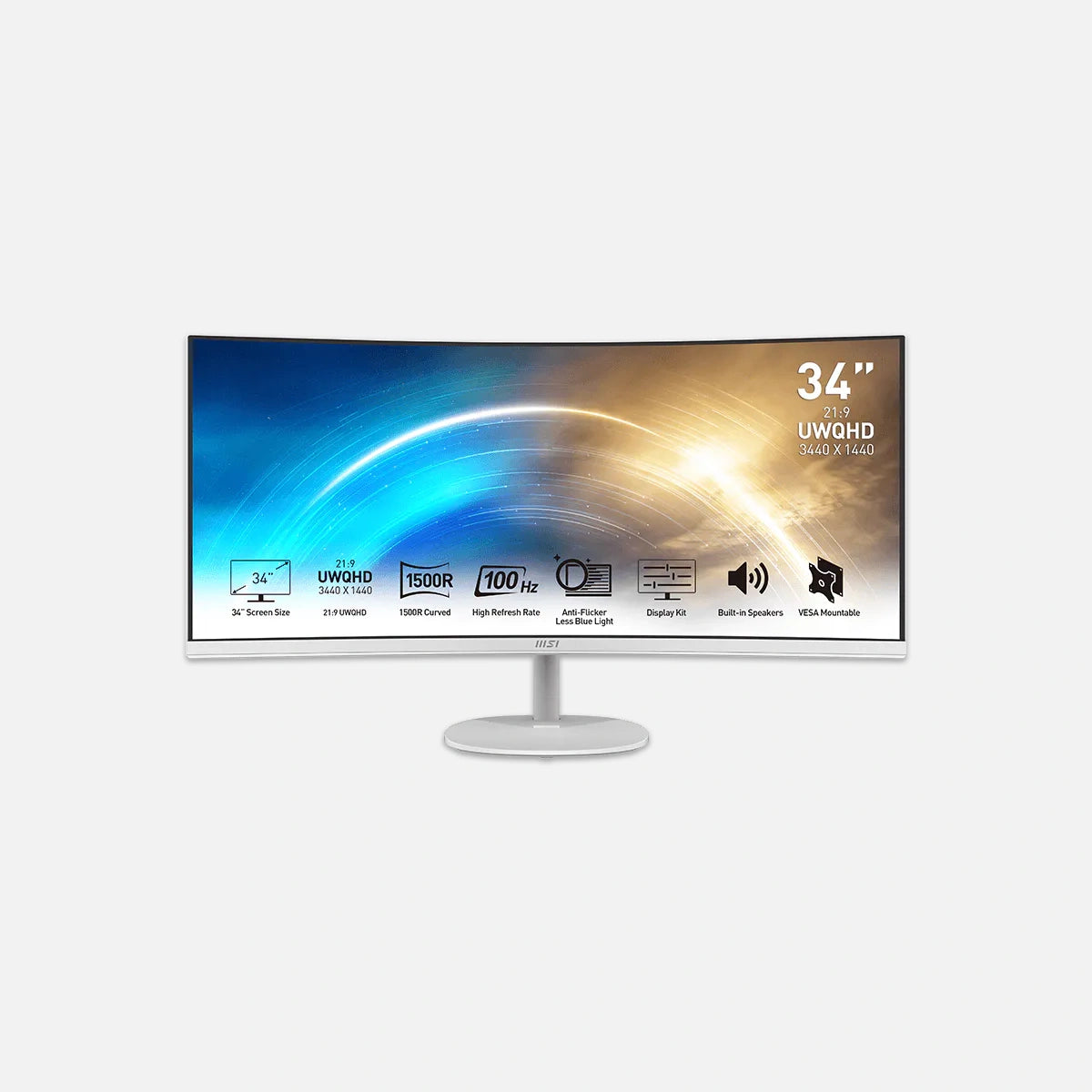 MSI PRO MP341CQW 34 Inch Curved UWQHD 100Hz Business Monitor – FreeSyn